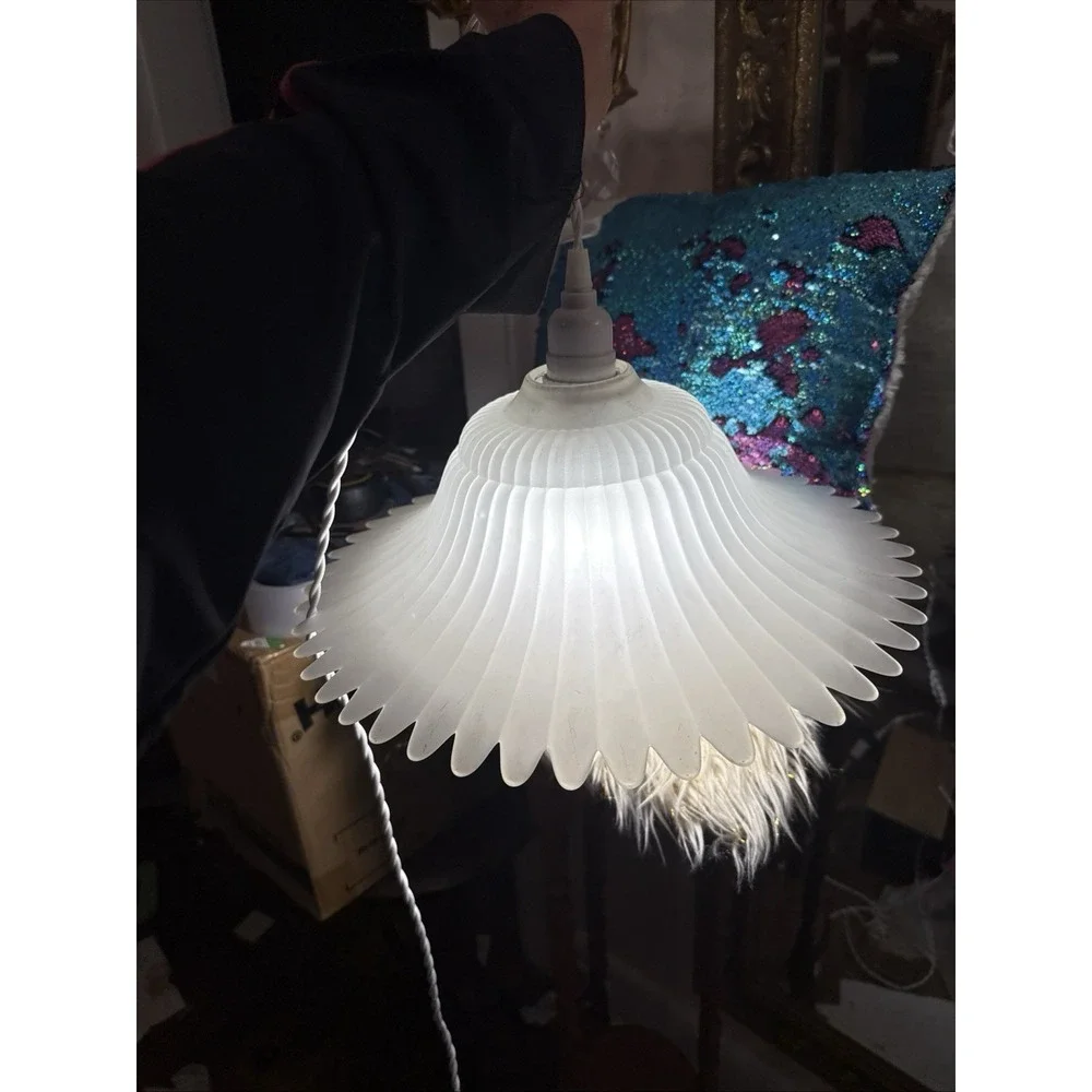 Art Deco Vtg Frosted Star Burst Flower Petals Ceiling Fixture Light Shade Only